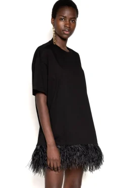 Hot Marques ' Almeida FEATHER HEM T-SHIRT DRESS BLACK