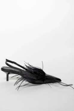 Online Marques ' Almeida FEATHER SLING BACKS BLACK