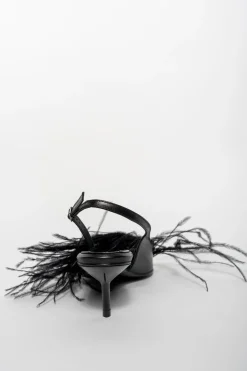 Online Marques ' Almeida FEATHER SLING BACKS BLACK
