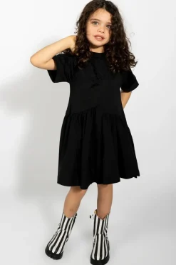 New Marques ' Almeida GATHERED JERSEY T-SHIRT DRESS BLACK