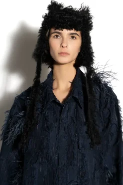 Best Marques ' Almeida LEATHER EAR COVER HAT BLACK