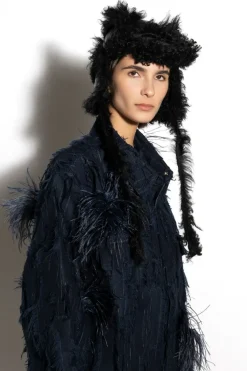 Best Marques ' Almeida LEATHER EAR COVER HAT BLACK