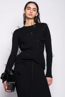 Outlet Marques ' Almeida MERINO CREW NECK TOP BLACK