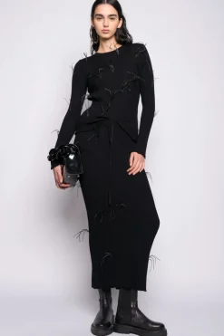 Discount Marques ' Almeida MERINO WOOL LONG SKIRT BLACK