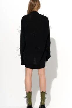 Sale Marques ' Almeida MERINO WOOL OVERSIZE CARDIGAN WITH FEATHERS BLACK