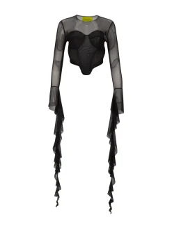Best Marques ' Almeida MESH CORSET TOP BLACK