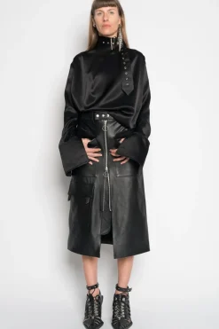 Discount Marques ' Almeida MIDI LEATHER SKIRT BLACK