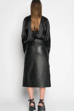 Discount Marques ' Almeida MIDI LEATHER SKIRT BLACK