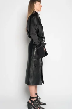 Discount Marques ' Almeida MIDI LEATHER SKIRT BLACK