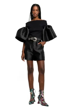 Sale Marques ' Almeida MIKADO SHORTS WITH BELT BLACK