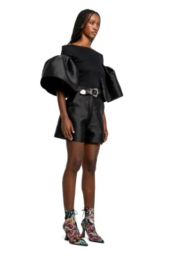 Sale Marques ' Almeida MIKADO SHORTS WITH BELT BLACK