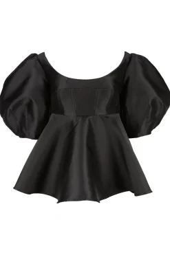 Best Marques ' Almeida MIKADO TOP WITH PEPLUM AND BALLON SLEEVES BLACK