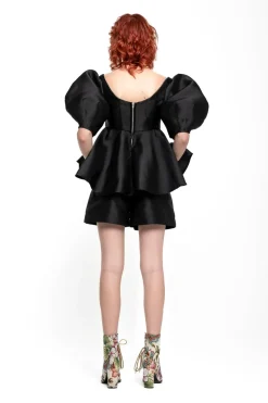 Best Marques ' Almeida MIKADO TOP WITH PEPLUM AND BALLON SLEEVES BLACK