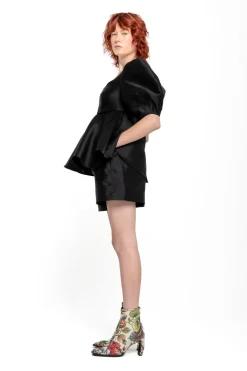 Best Marques ' Almeida MIKADO TOP WITH PEPLUM AND BALLON SLEEVES BLACK