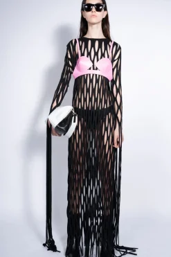 Clearance Marques ' Almeida NET LONG DRESS BLACK