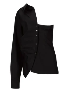 Best Marques ' Almeida ONE SHOULDER DRAPED SHIRT BLACK