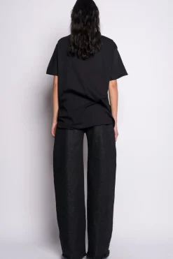 New Marques ' Almeida OVERSIZED T-SHIRT WITH GOLD LOGO BLACK