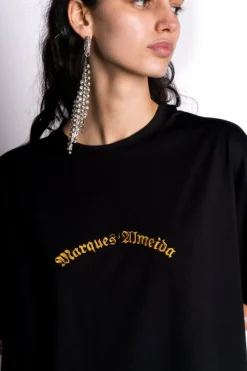 New Marques ' Almeida OVERSIZED T-SHIRT WITH GOLD LOGO BLACK