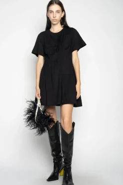 Outlet Marques ' Almeida PANELLED GATHERED DRESS BLACK