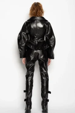 Discount Marques ' Almeida POINTY NECK LEATHER JACKET BLACK