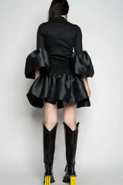Hot Marques ' Almeida PUFF SLEEVE AND HEM DRESS BLACK