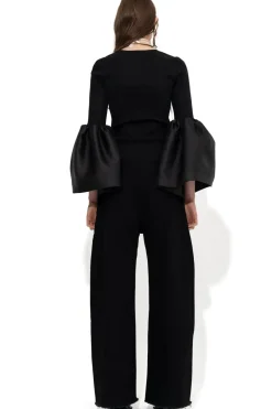 Marques ' Almeida SCOOPED NECK PUFF SLEEVE TOP BLACK