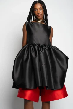 Sale Marques ' Almeida SHORT SLEEVELESS PUFF DRESS BLACK