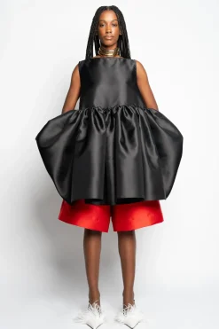 Sale Marques ' Almeida SHORT SLEEVELESS PUFF DRESS BLACK