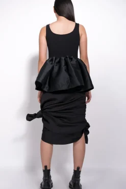 Hot Marques ' Almeida SLEEVELESS PUFF HEM TOP BLACK