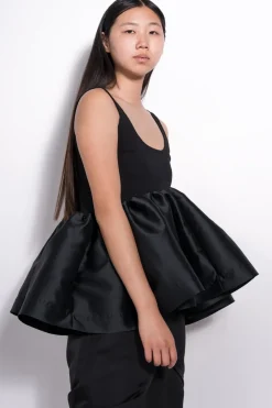 Hot Marques ' Almeida SLEEVELESS PUFF HEM TOP BLACK