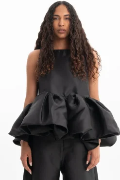 Online Marques ' Almeida SLEEVELESS PUFF HEM TOP BLACK