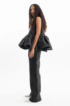 Online Marques ' Almeida SLEEVELESS PUFF HEM TOP BLACK