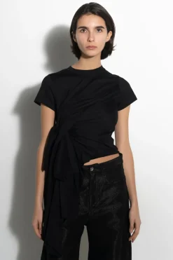 New Marques ' Almeida T-SHIRT WITH SIDE BOW BLACK