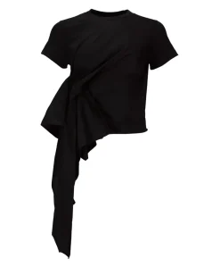 New Marques ' Almeida T-SHIRT WITH SIDE BOW BLACK