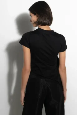 New Marques ' Almeida T-SHIRT WITH SIDE BOW BLACK