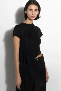 New Marques ' Almeida T-SHIRT WITH SIDE BOW BLACK