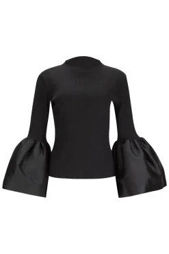 Clearance Marques ' Almeida TURTLENECK PUFF SLEEVE TOP BLACK