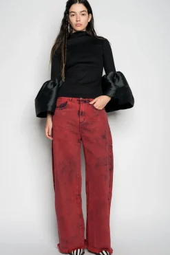 Clearance Marques ' Almeida TURTLENECK PUFF SLEEVE TOP BLACK