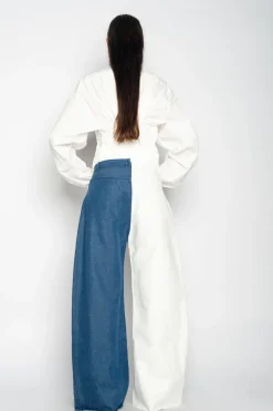 Marques ' Almeida BLUE AND WHITE BOYFRIEND TROUSERS MULTICOLOUR