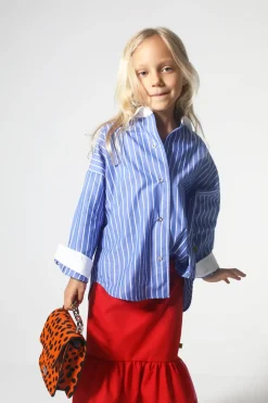 Hot Marques ' Almeida AND WHITE STRIPED LOOSE SHIRT BLUE