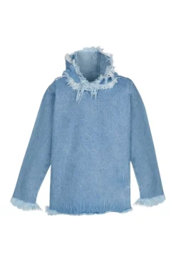 Marques ' Almeida DENIM CLASSIC HOODIE BLUE