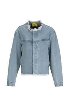 Online Marques ' Almeida DENIM COLLARLESS JACKET BLUE