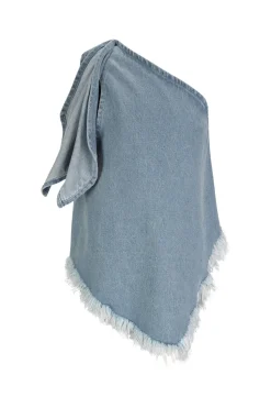 Online Marques ' Almeida DENIM ONE SHOULDER KNOT TOP BLUE
