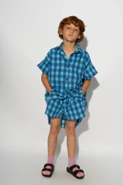 Outlet Marques ' Almeida GINGHAM BOXER SHORTS BLUE