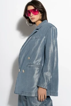 Hot Marques ' Almeida LUREX OVERSIZED BLAZER BLUE