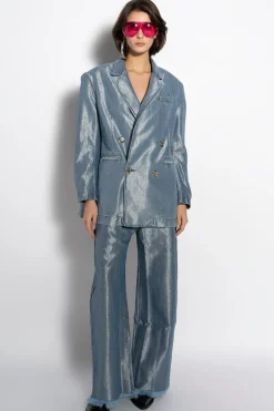 Hot Marques ' Almeida LUREX OVERSIZED BLAZER BLUE