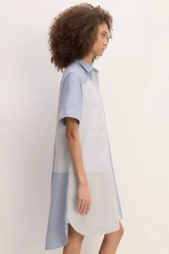 New Marques ' Almeida PATCHWORK SHIRT DRESS BLUE