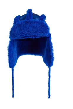 New Marques ' Almeida SHINY LEATHER EAR COVER HAT BLUE