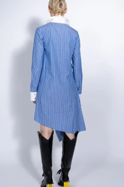 New Marques ' Almeida STRIPED SHIRT DRESS WITH SIDE BOW BLUE