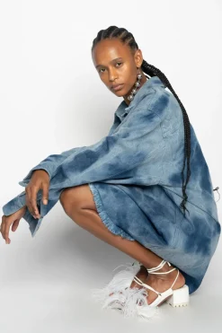 Outlet Marques ' Almeida TIE DYE DENIM OVERSHIRT BLUE